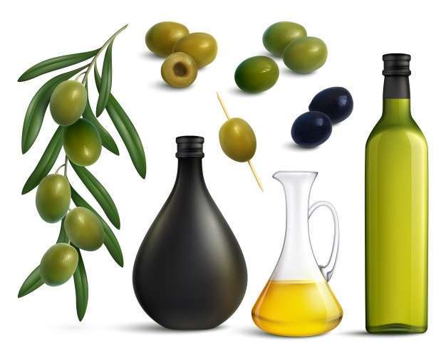 olives oil realistic set 1284 26525 Jaitun Ka Tel Benefits In Hindi (जैतून के तेल के फायदे)