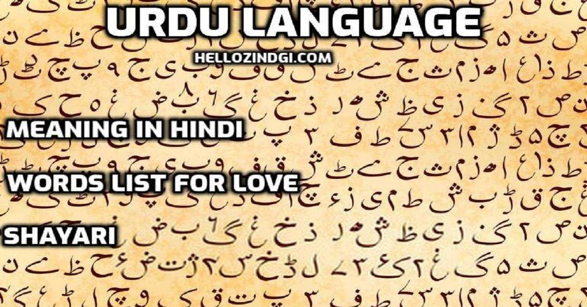 Urdu Language Meaning In Hindi Words List for love Shayari